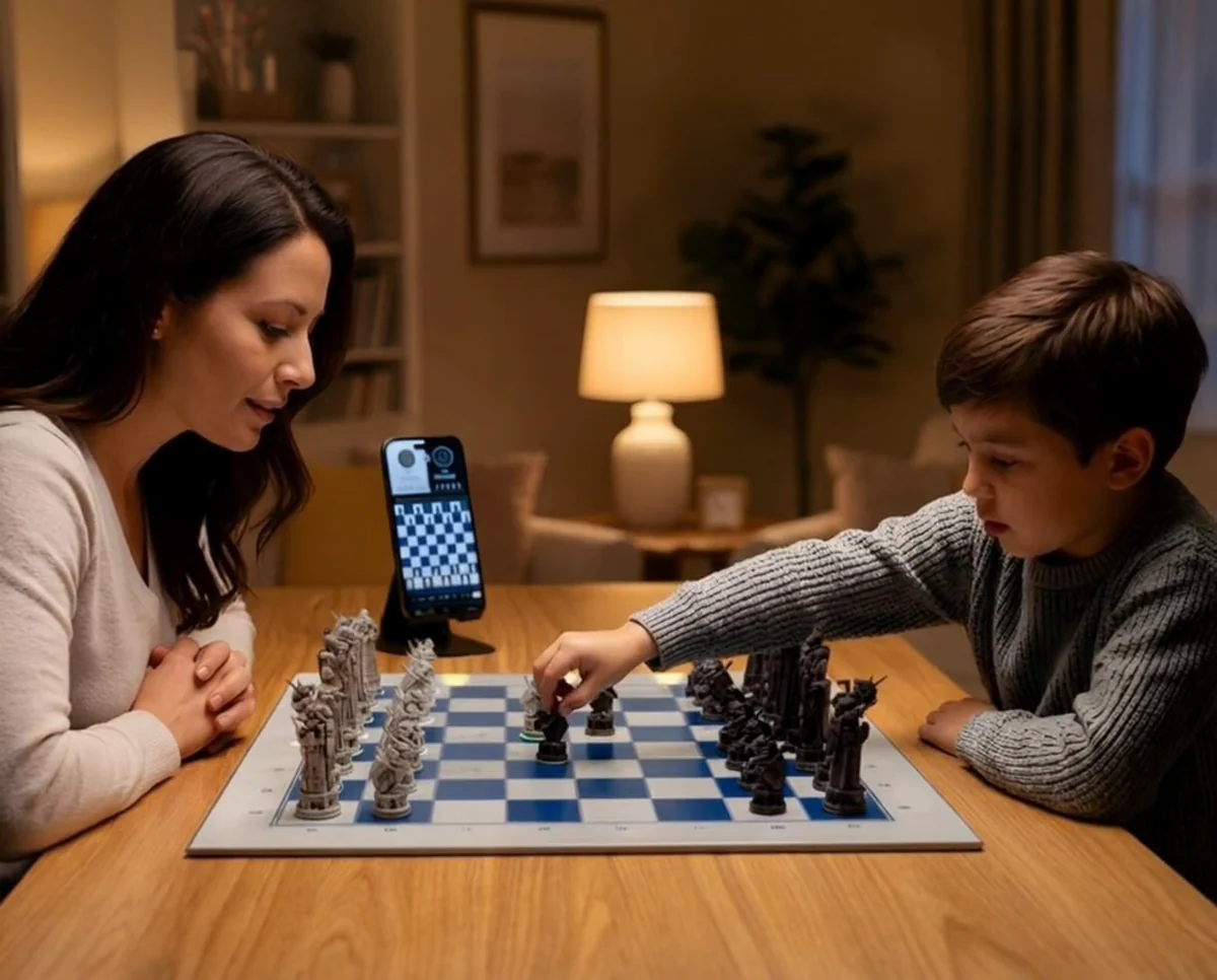 A parent and child playing together